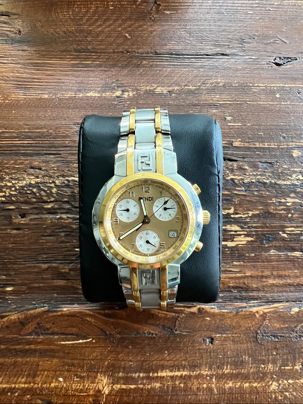 Fendi Two-Tone Chronograph Watch Gold & Silver Stainless Steel